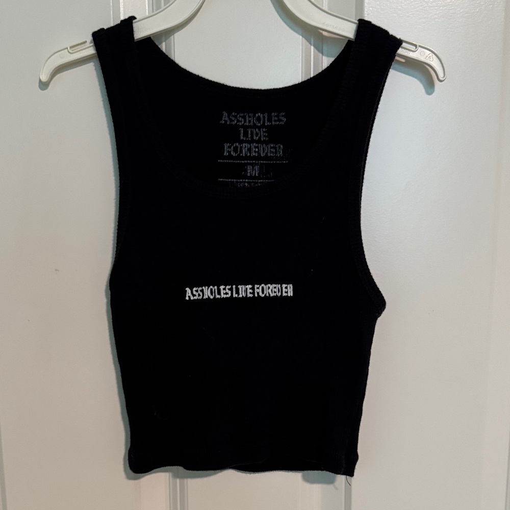 Assholes Live Forever Black Ribbed Tank Top